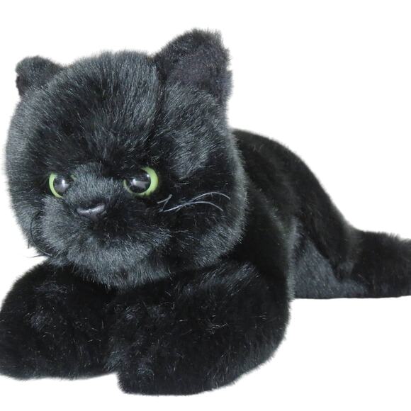 Bearington Black Cat Plush Stuffed Animal Green Eyes Toy, Collectible Realistic - Picture 1 of 16